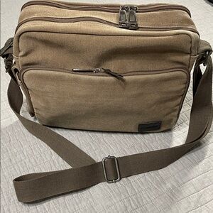 MICOOLKER Canvas Compact Messenger Bag Unisex Adjustable Strap Pockets